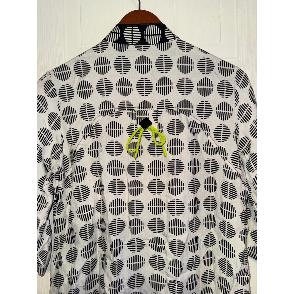 Ali Miles Black White Polka Dot Button Front Blouse Neon‎ Accent PS Art To Wear - Picture 14 of 16